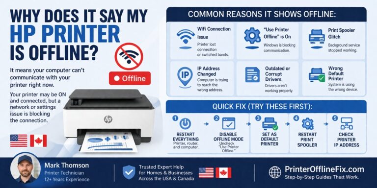 why does it say my hp printer is offline
